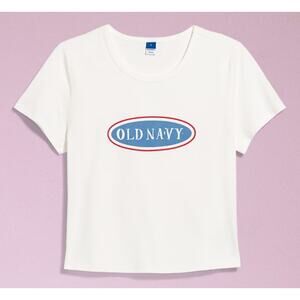 Old Navy 94' White Logo Tee Shirt Reissue sz XXL Baby Tee Classic Americana